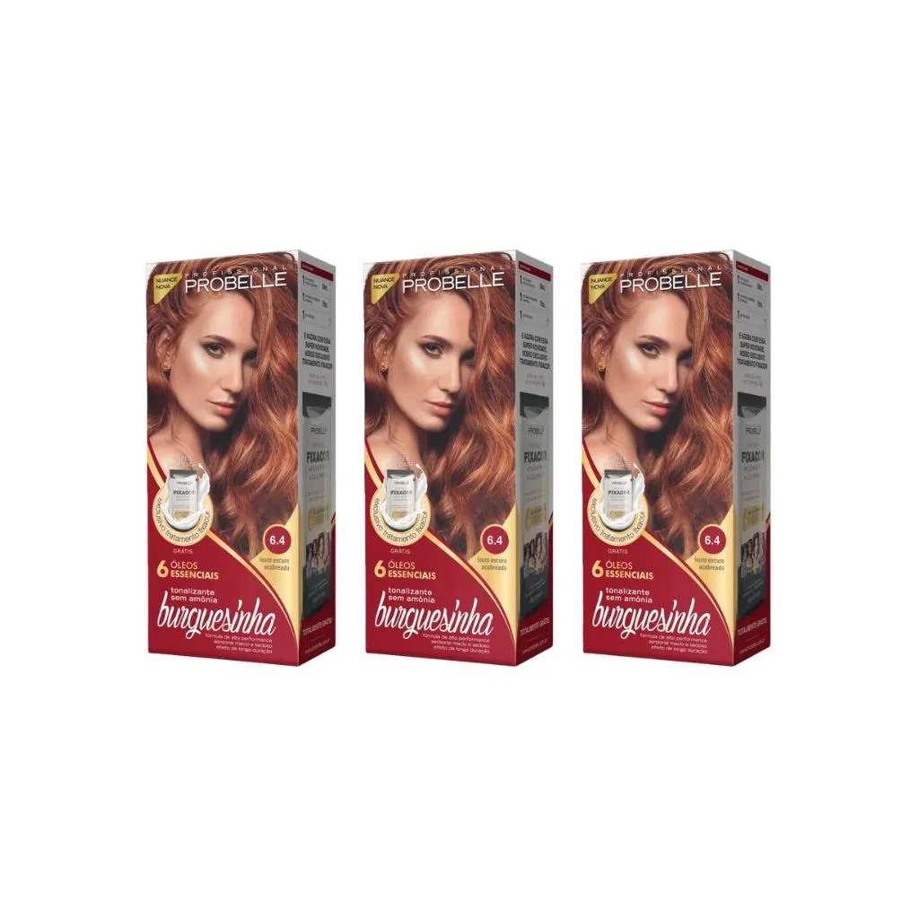 Coloraçao Probelle Burguesinha 6.4 Louro Escuro Acobreado-3un