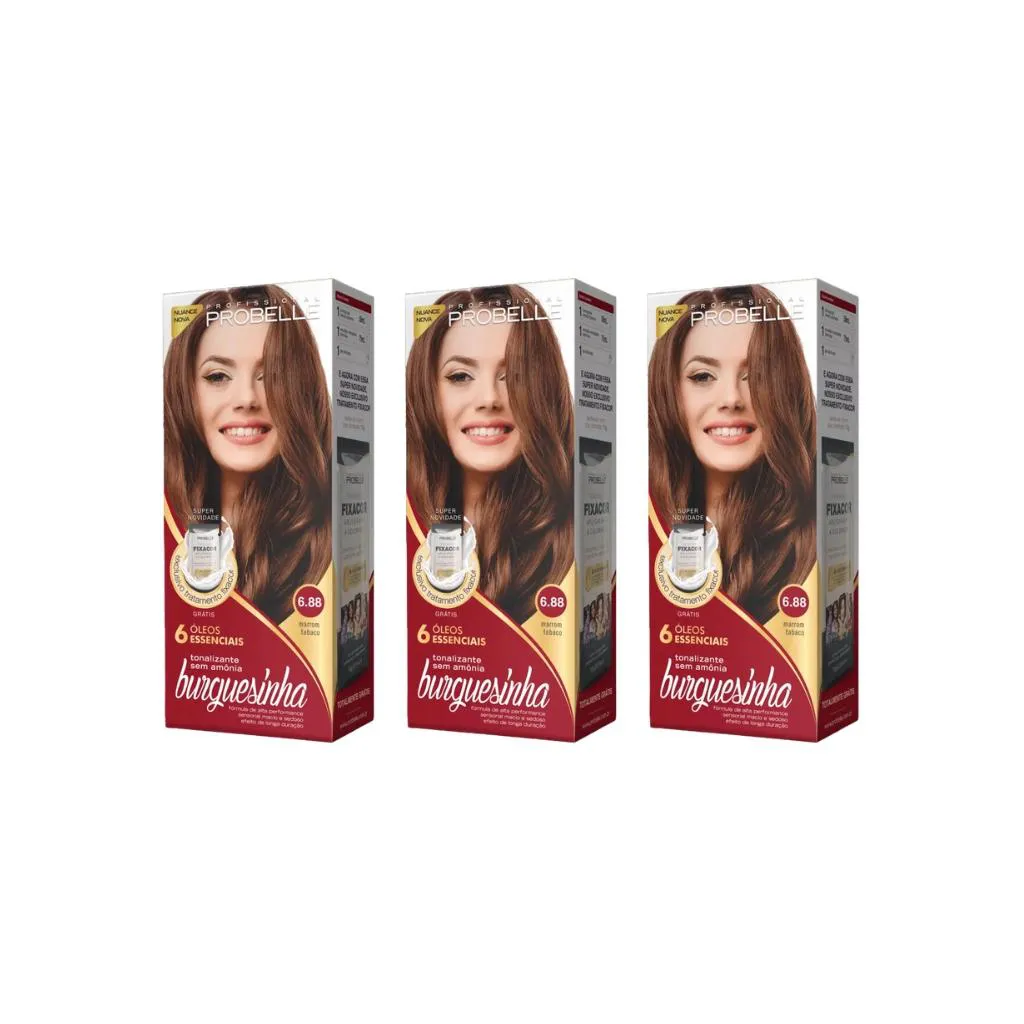 Coloraçao Probelle Burguesinha 6.88 Marrom Tabaco-3un