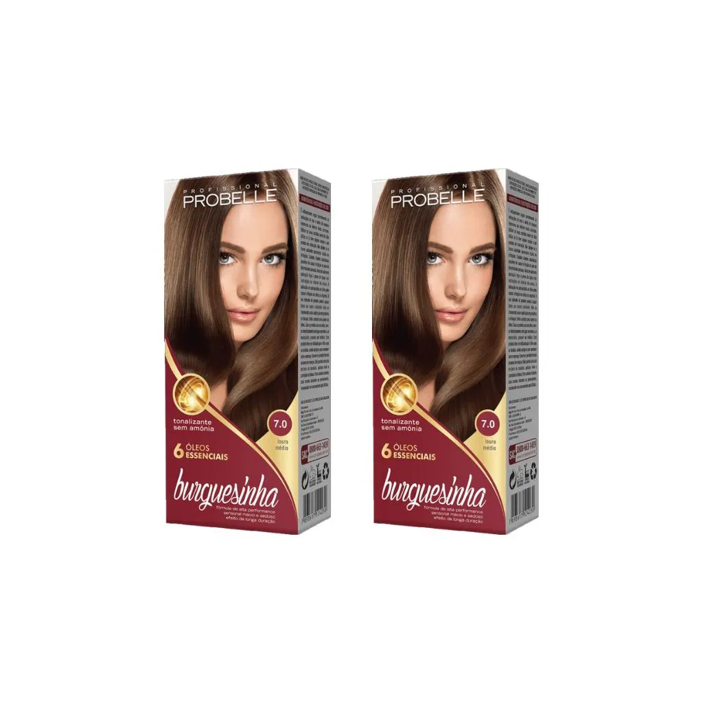 Coloraçao Probelle Burguesinha 7.0 Louro Medio-Kit C/2un