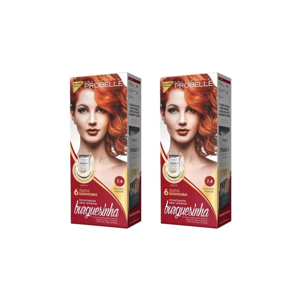 Coloraçao Probelle Burguesinha 7.4 Louro Med Acobreado-2un