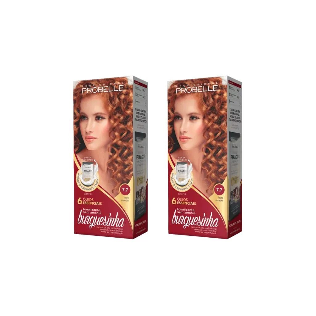 Coloraçao Probelle Burguesinha 7.7 Louro Marrom-Kit C/2un