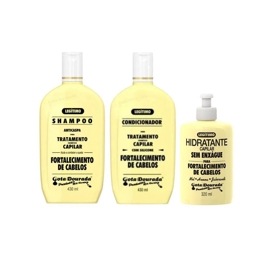 Kit Sh+Cond+Creme Pentear Gota Dourada Fortalec Tradicional