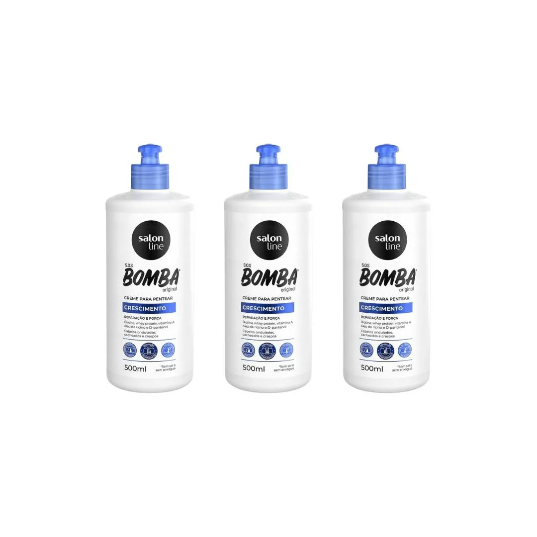 Creme P/ Pentear Salon Line 500ml Sos Bomba de Vitamina-3un