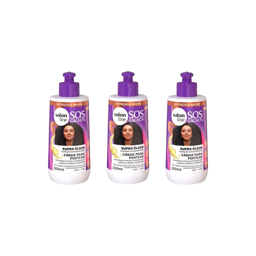 Creme Pentear Salon Line 300ml Sos Super Óleo Nutritivo- 3un