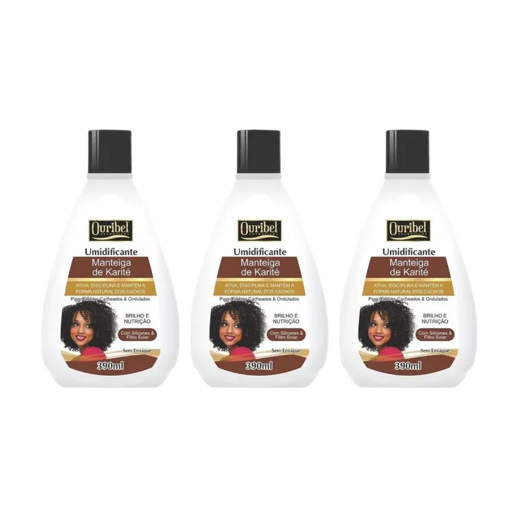 Creme Umidificante Ouribel Karite 390ml - Kit C/ 3un