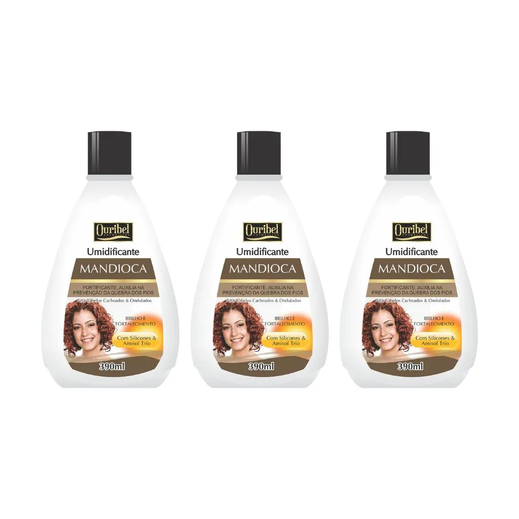 Creme Umidificante Ouribel Mandioca 390ml - Kit C/ 3un