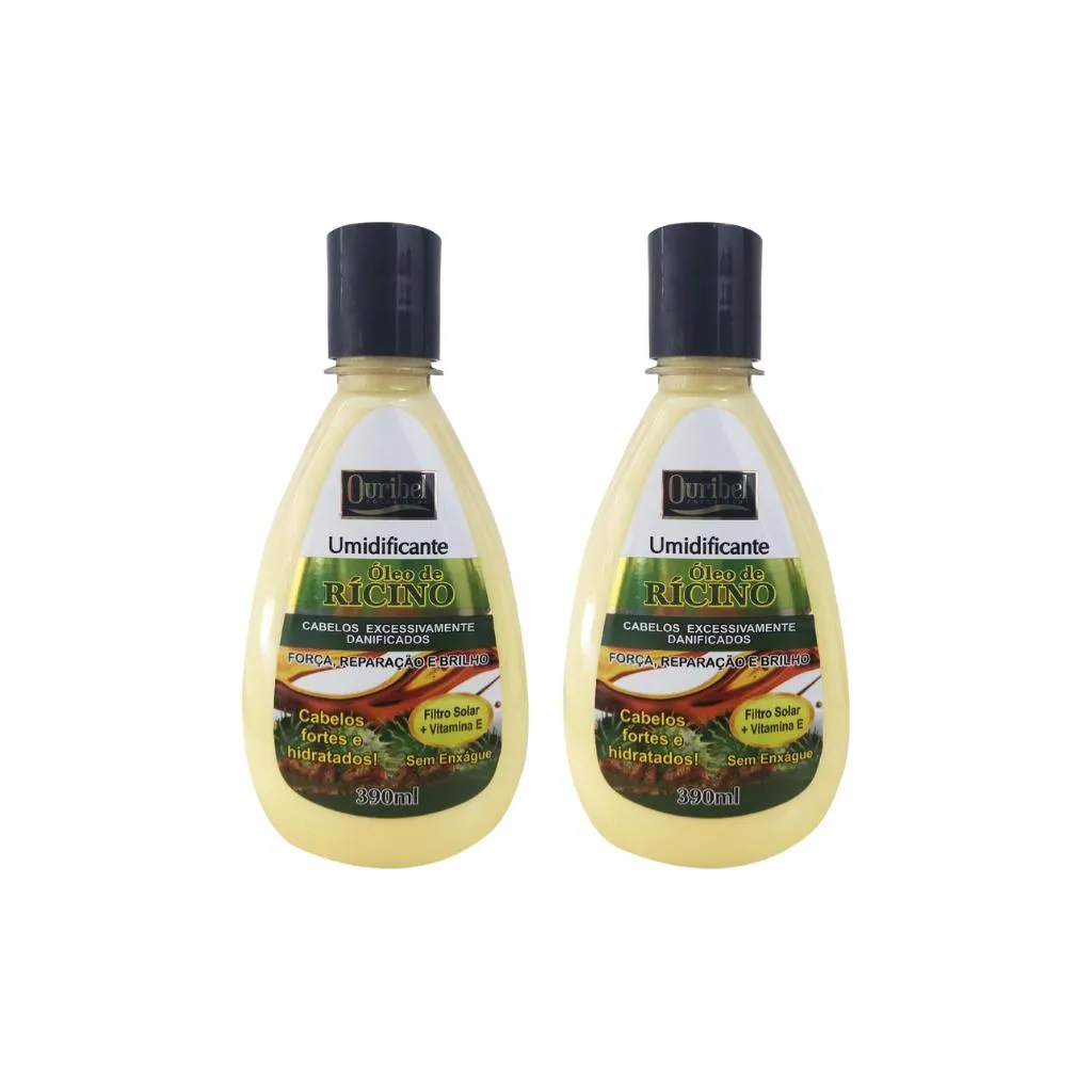Creme Umidificante Ouribel Ricino 390ml - Kit C/ 2un