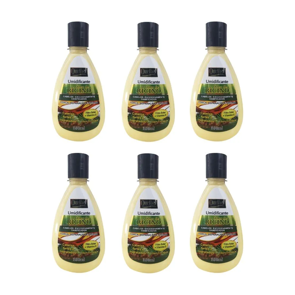 Creme Umidificante Ouribel Ricino 390ml - Kit C/ 6un