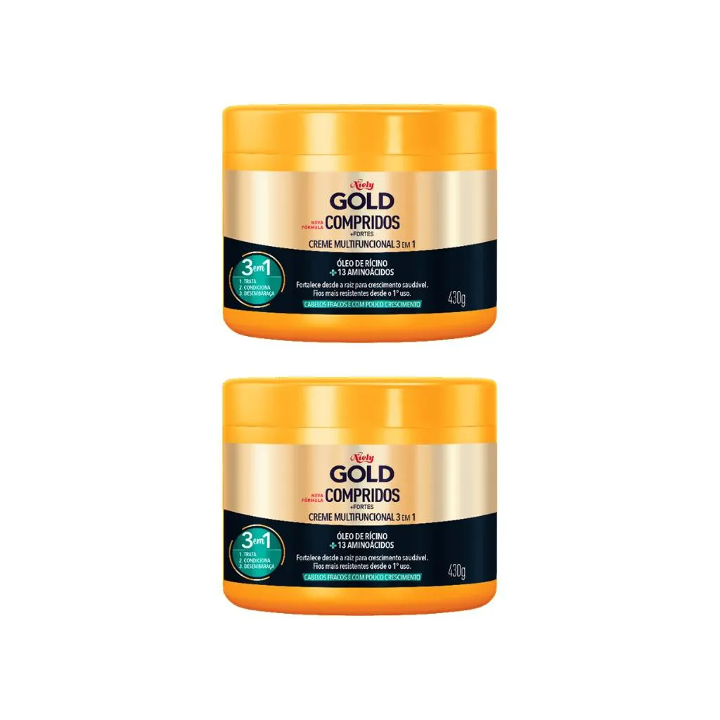 Creme de Tratamento Niely Gold 430g Compridos + Fortes - 2un