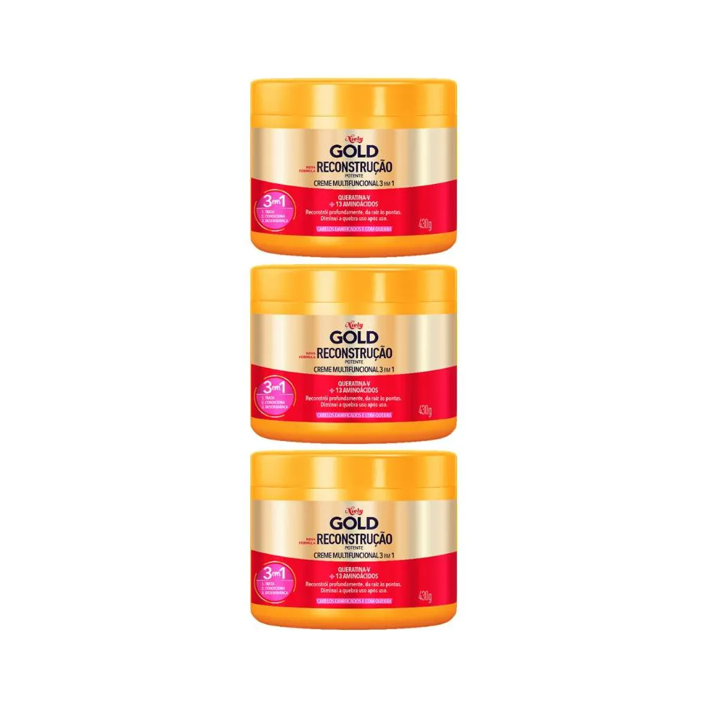 Creme de Tratamento Niely Gold 430g Querat Rep Intensiva-3un