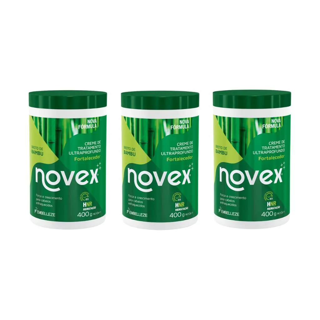 Creme de Tratamento Novex 400g Broto de Bambu - Kit C/ 3un
