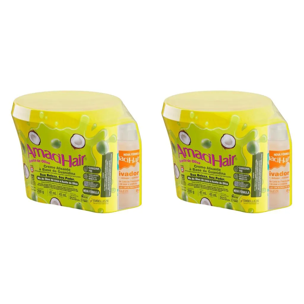 Creme Relaxante Amacihair 200g Azeite de Oliva Kit Com 2un