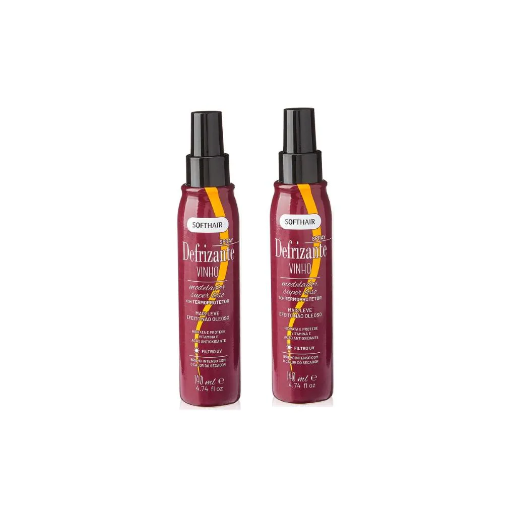 Defrizante Soft Hair 140ml Spray Vinho - Kit C/ 2un