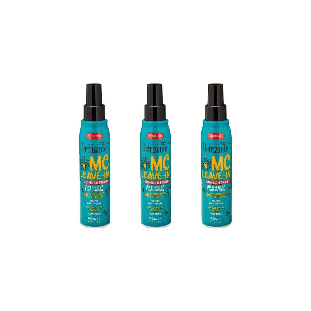 Defrizante Soft Hair 140ml Spray Mc Leave-In - Kit C/ 3un