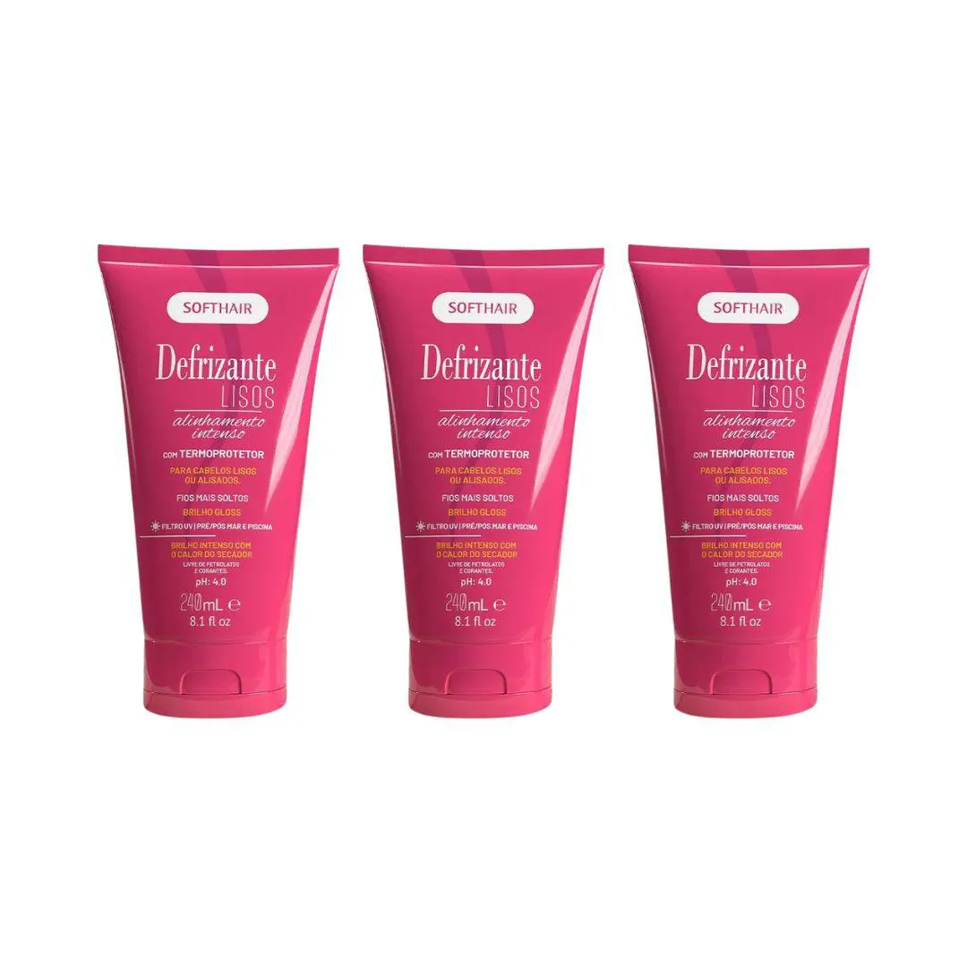 Defrizante Soft Hair 240 ml Lisos - Kit C/ 3un