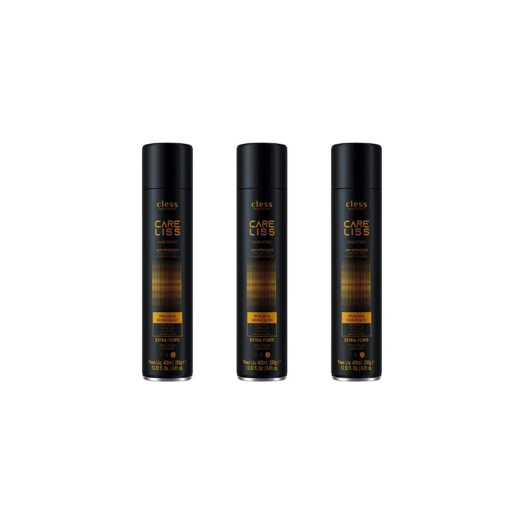 Hair Spray Fixador Care Liss Extra Forte 400ml-Kit C/3un