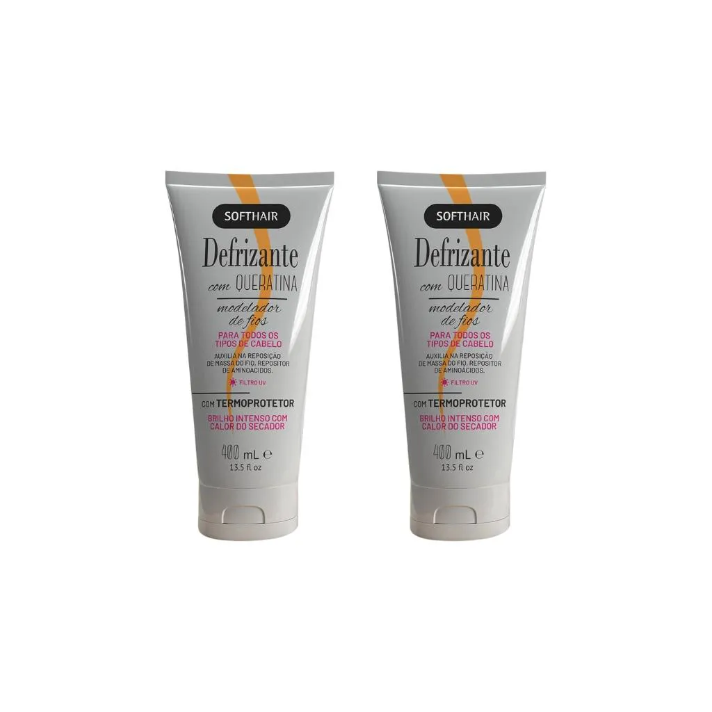 Defrizante Soft Hair 400ml Queratina-Kit C/2un