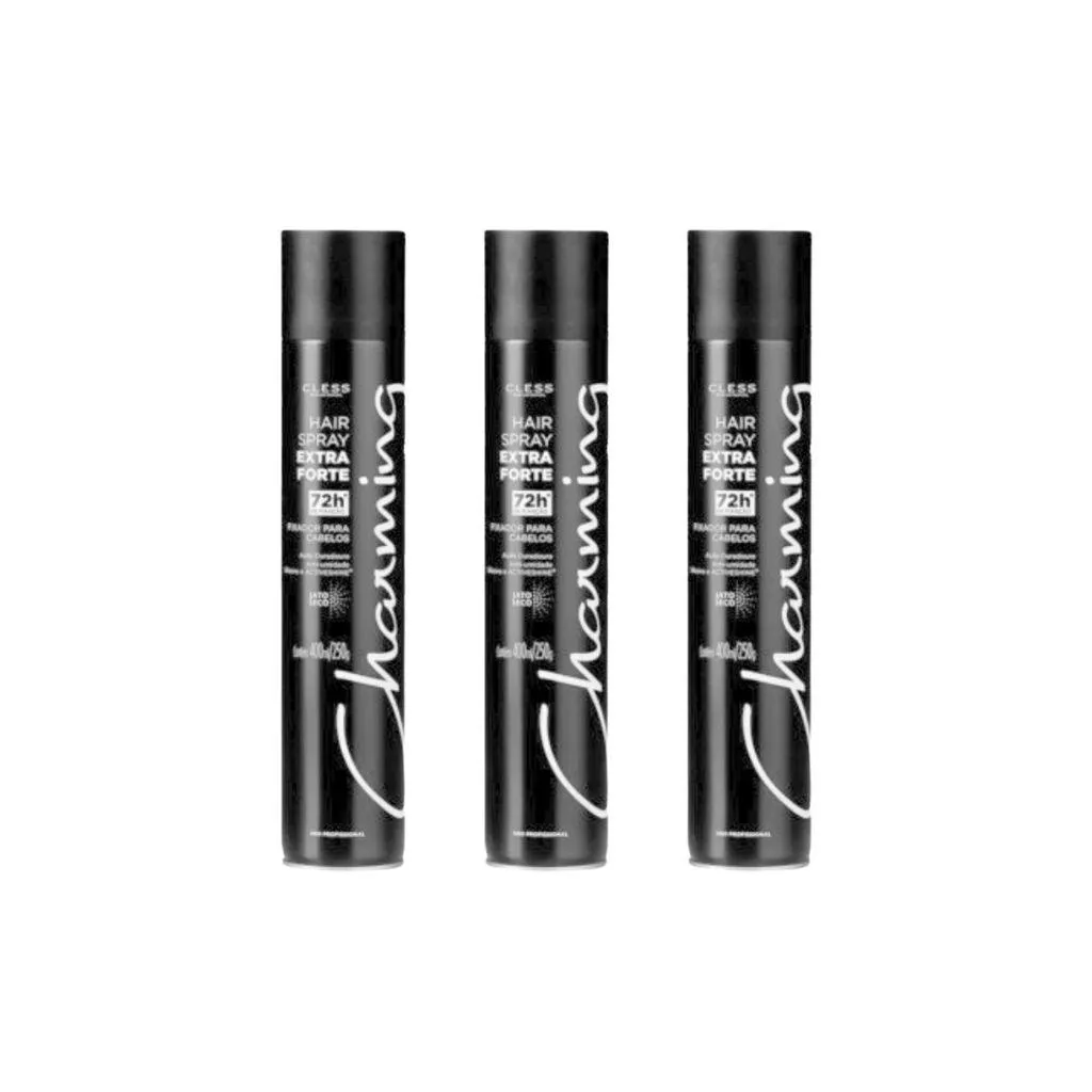 Hair Spray Fixad Charming Ex Forte C/Perfu 400ml -Kit C/3un