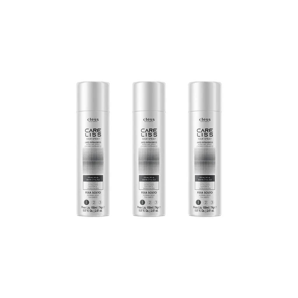Hair Spray Fixador Care Liss Normal Fixa Solto 150ml-Kit 3un