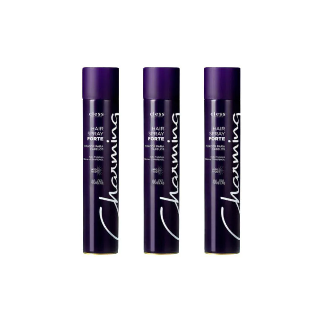Hair Spray Fixador Charming Forte 400ml - Kit C/ 3un