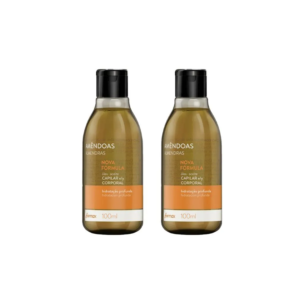 Oleo Capilar e Corporal Farmax 100ml Amendoas-Kit C/2un