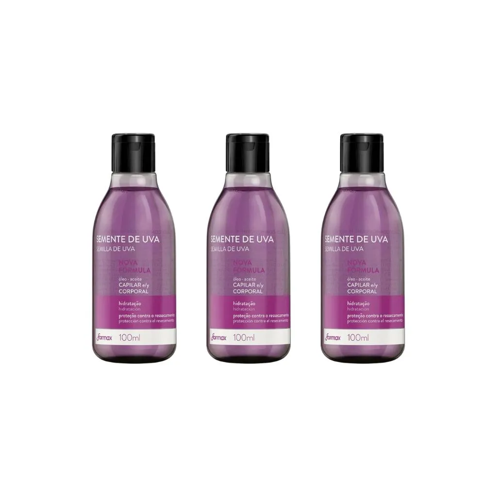 Oleo Capilar e Corporal Farmax 100ml Uva-Kit C/3un