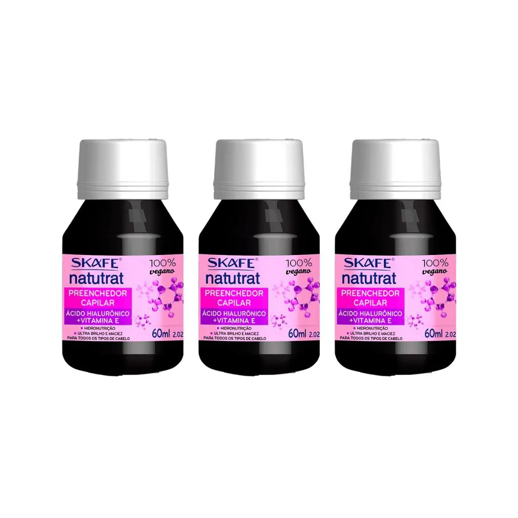 Oleo Capilar Skafe Natutrat Oleo Acido Hialur 60ml-Kit C/3un