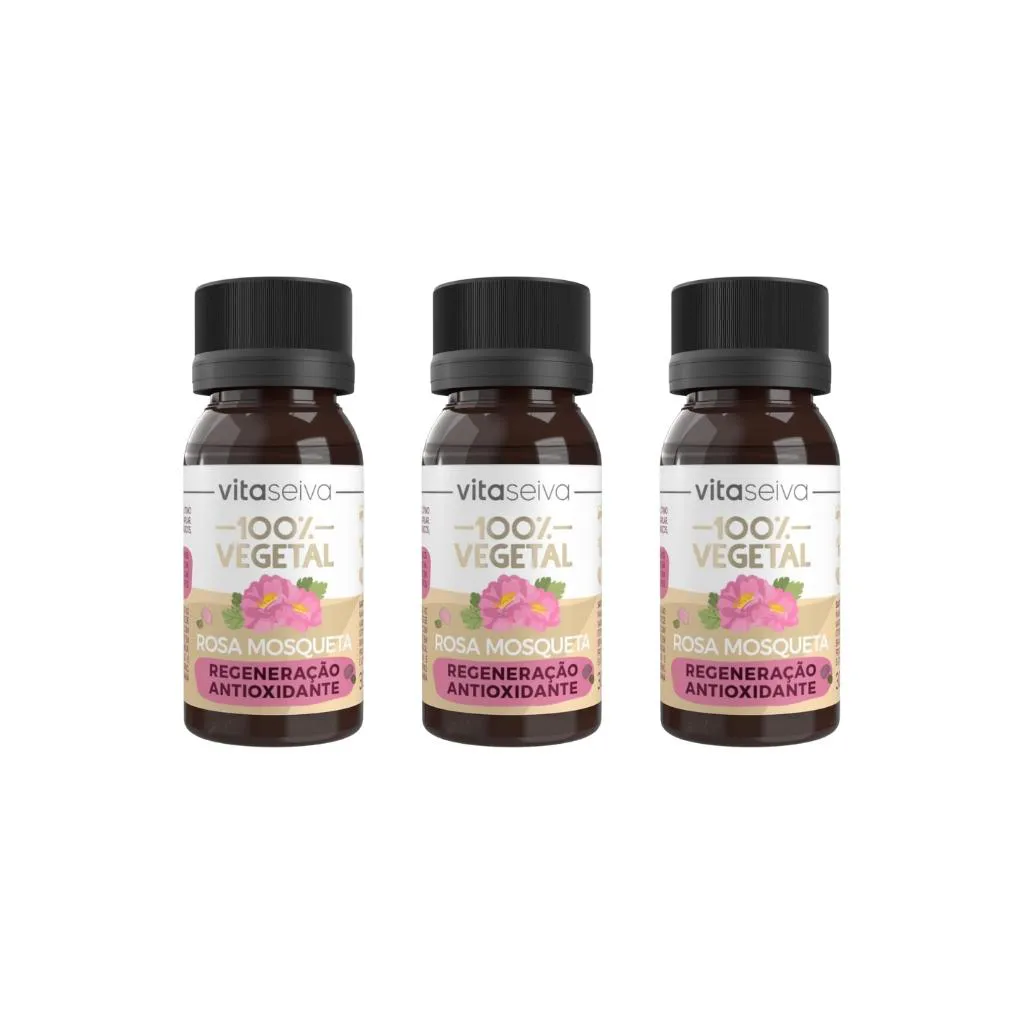 Oleo Capilar vegetal Vita Seiva Rosa Mosqueta 30ml-Kit C/3un