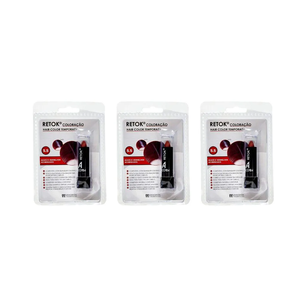Retok de Color Anaconda 3g -5.5 Acaju Ver Acobreado-Kit 3un