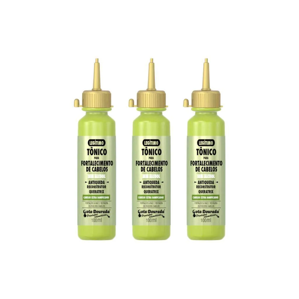 Tonico Capilar Gota Dourada 100ml Antiqueda - Kit C/ 3un