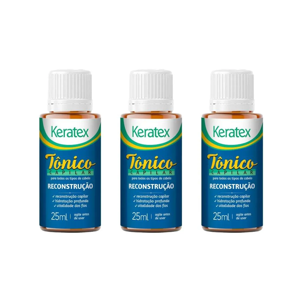Tonico Capilar Fixed Keratex Reconstruçao 25ml - Kit C/ 3un