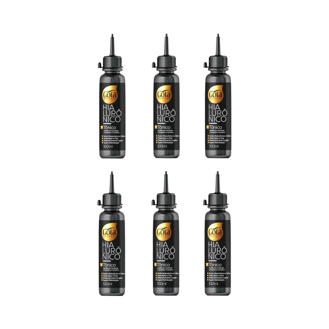 Tonico Capilar Gota Dourada 100ml Hialuronico - Kit C/ 6un