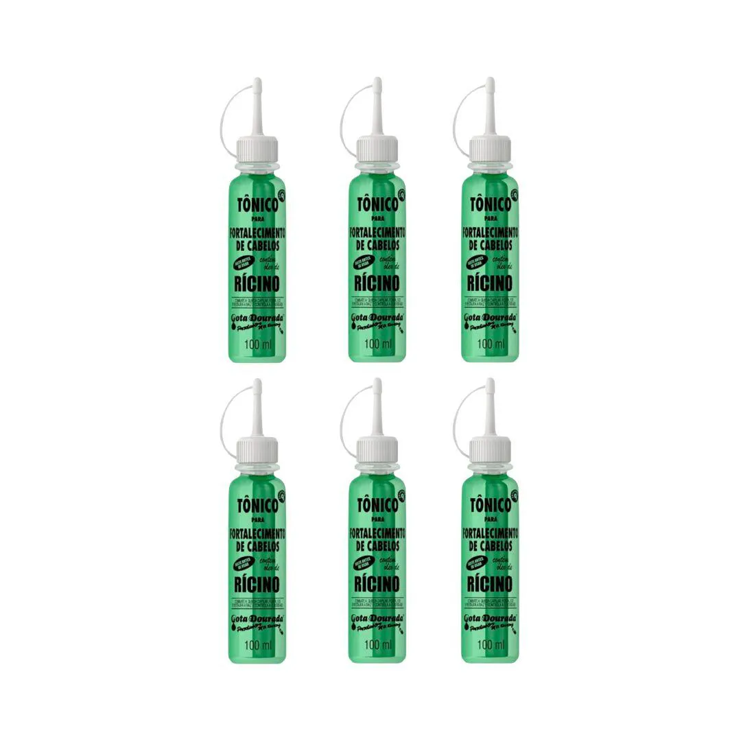 Tonico Capilar Gota Dourada 100ml Ricino - Kit C/ 6un