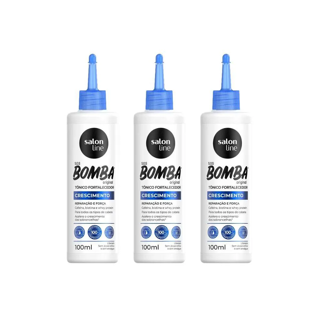 Tonico Capilar Salon Line Bomba Fortalec Cresc 100ml-Kit3un