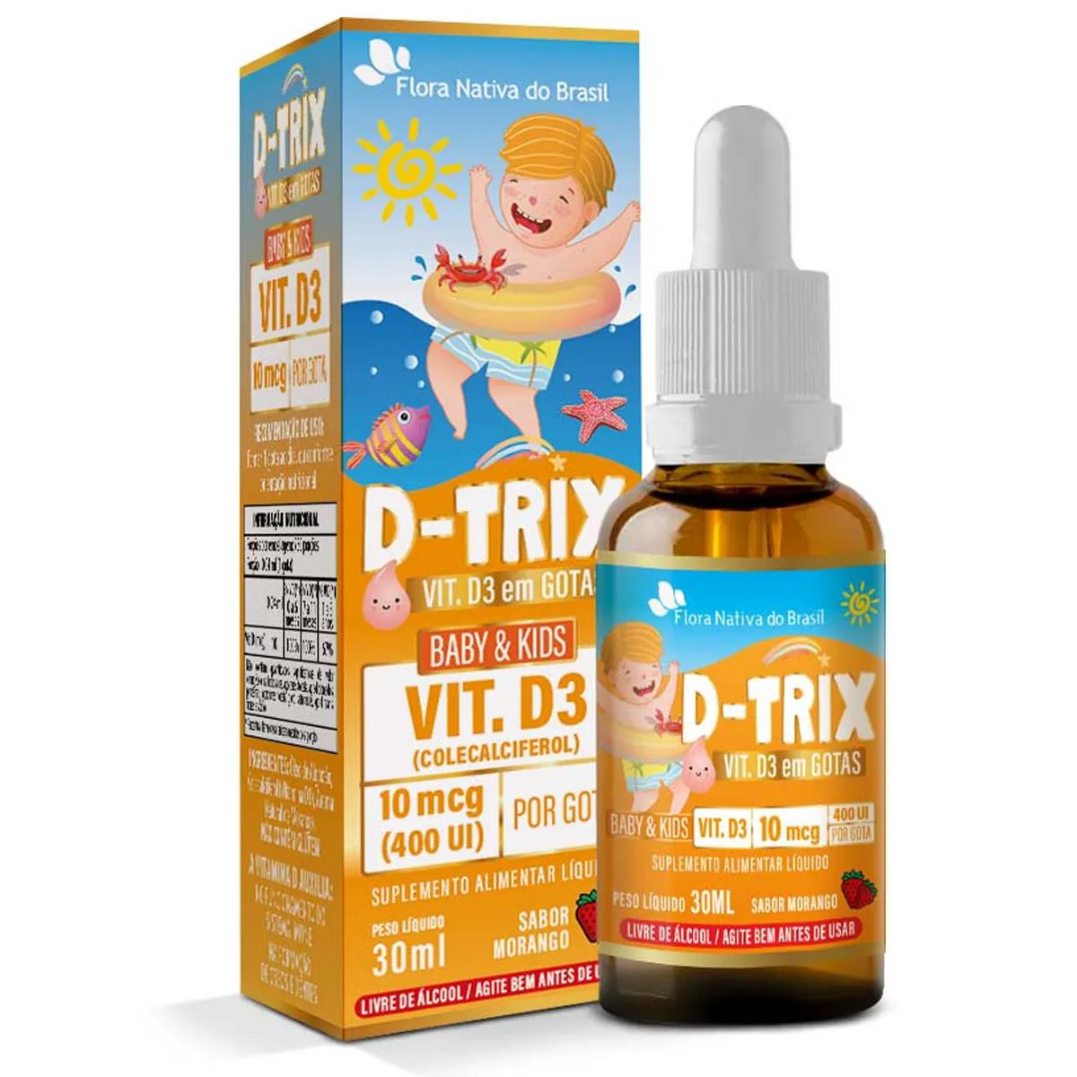 D-TRIX Vitamina D3 Kids em Gotas 30ml Flora Nativa do Brasil