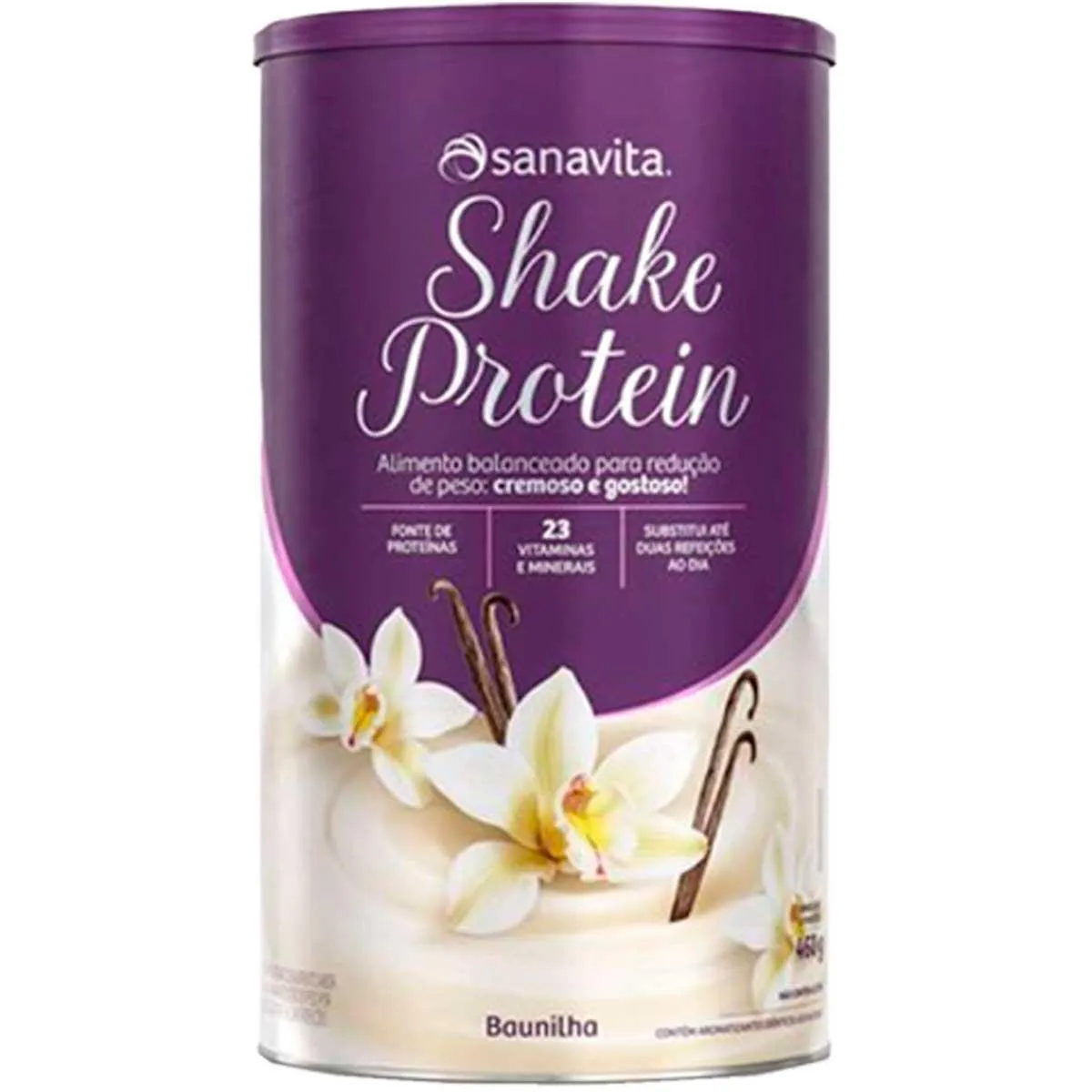 Shake Protein Fonte de Proteína + 23 vitaminas e minerais - (450g) - Sanavita Baunilha