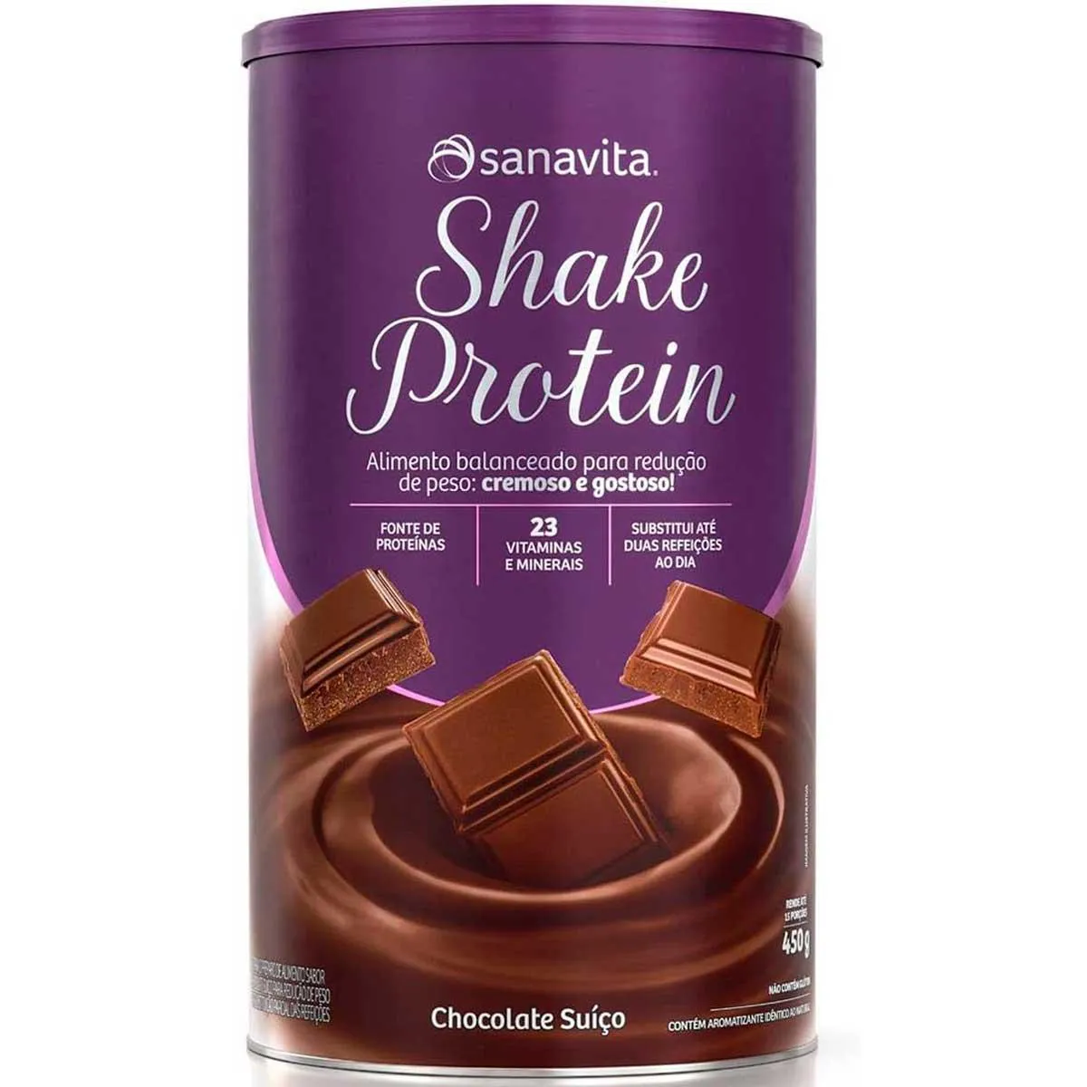 Shake Protein Fonte de Proteína + 23 vitaminas e minerais - (450g) - Sanavita Chocolate Suiço