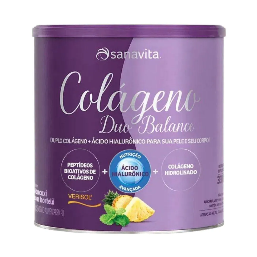 Colágeno Duo Balance - 330G - SANAVITA Abacaxi E Hortelã