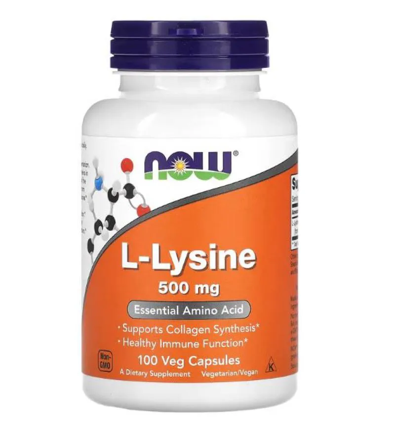 Suplemento Alimentar L-Lisina Lysine 500mg 100 Cápsulas - Now foods