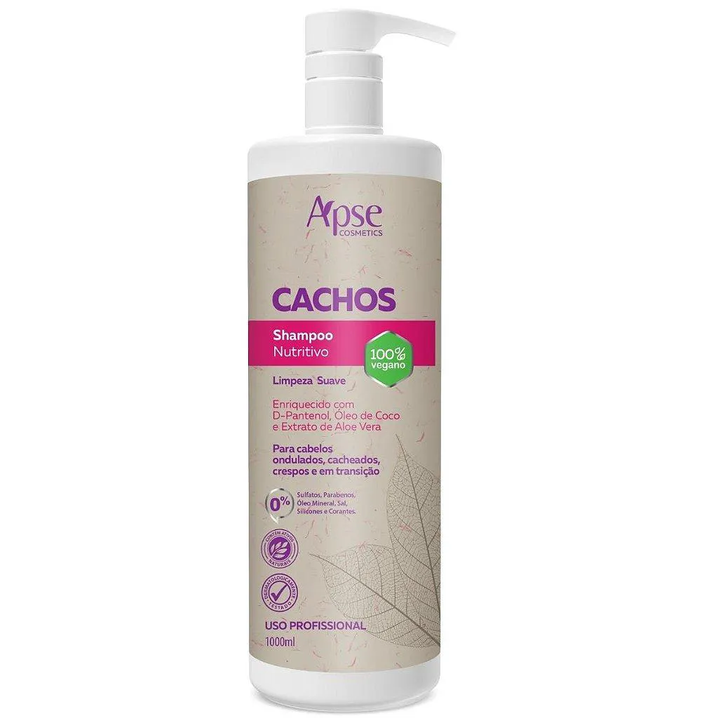 Shampoo Vegano Cachos Nutritivo com D-Pantenol Apse 1 Litro