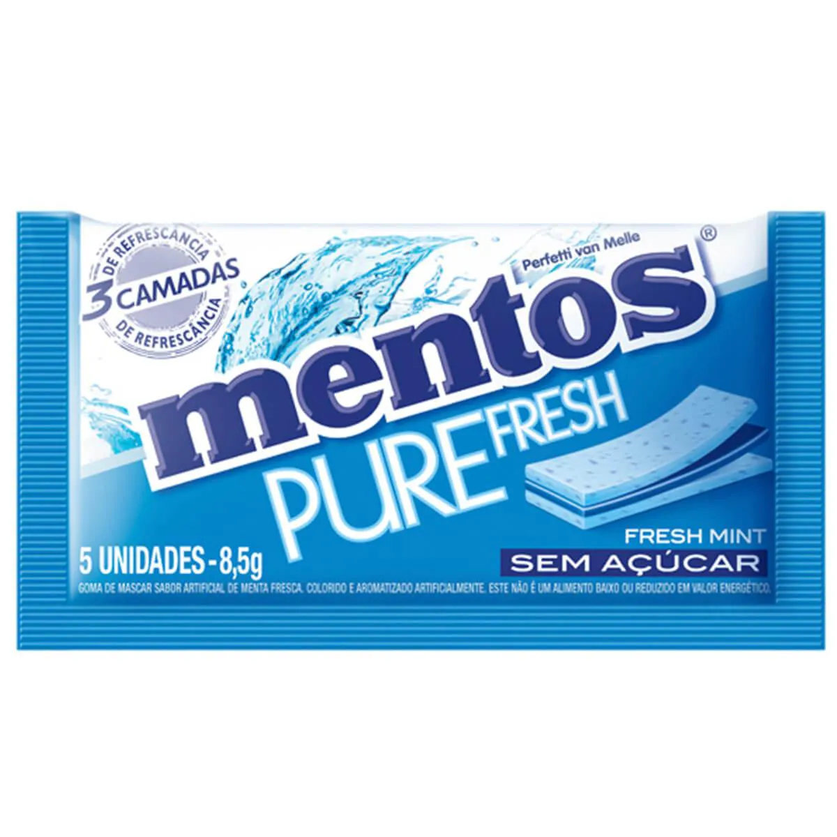 Mentos Pure Fresh Chiclete Sem Açúcar Sabor Fresh Mint com 5 unidades