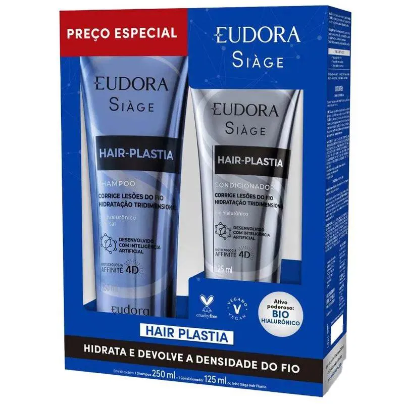 Kit Eudora Siàge Hair-Plastia Shampoo 250ml + Condicionador 125ml