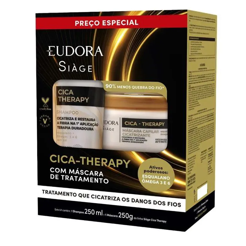 Kit Eudora Siàge Cica-Therapy: Shampoo 250ml + Mascara 250g