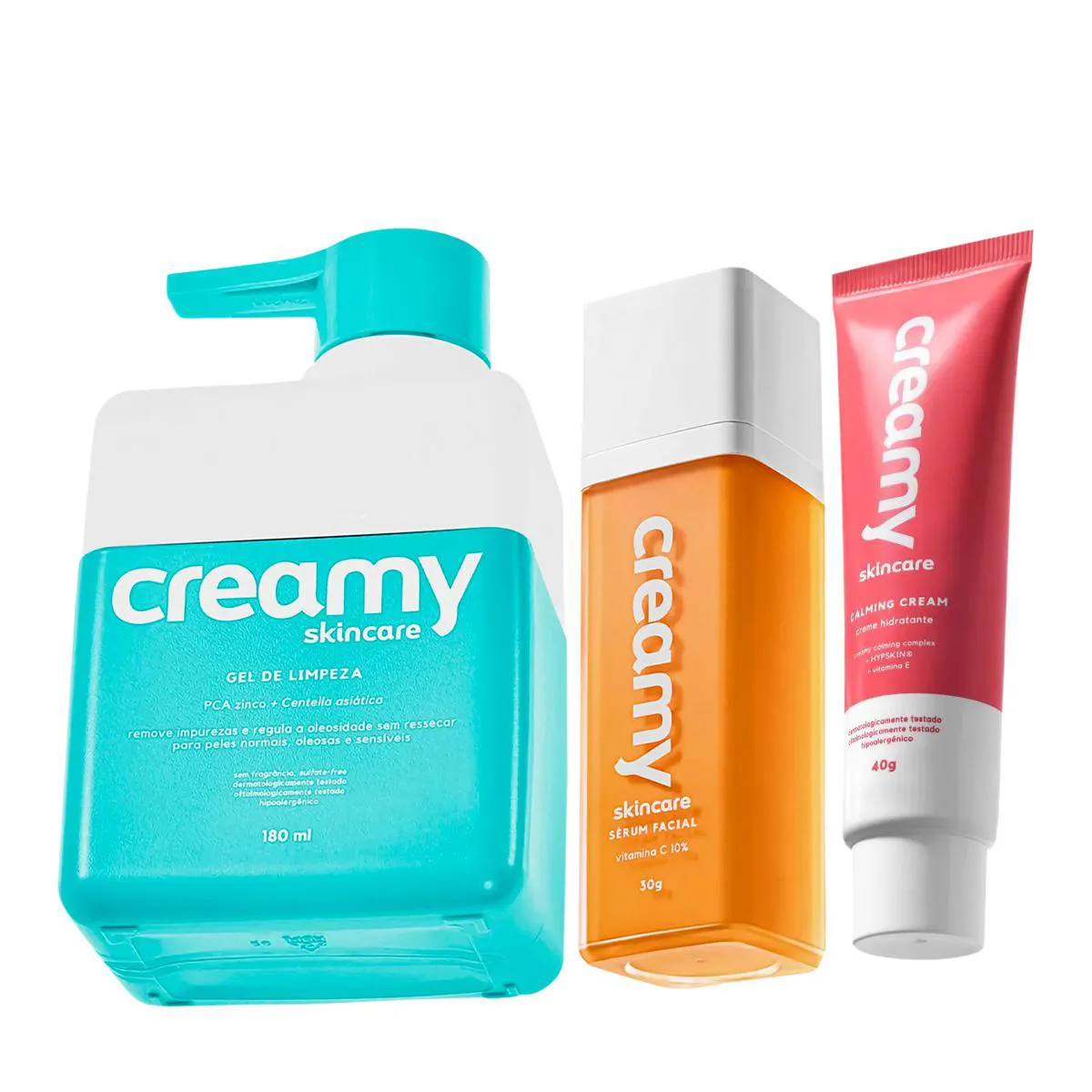 Kit Creamy Calming Cream Vitamina C e Gel de Limpeza (3 produtos)