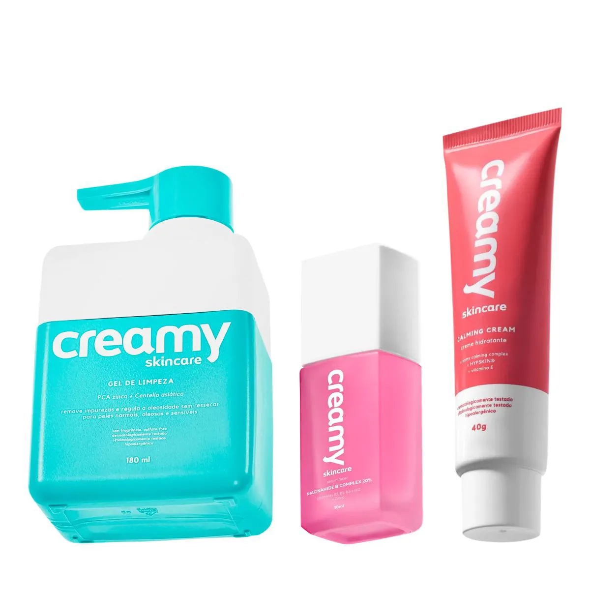 Kit Creamy Calming Cream Niacinamide B Complex 20% e Gel de Limpeza (3 produtos)