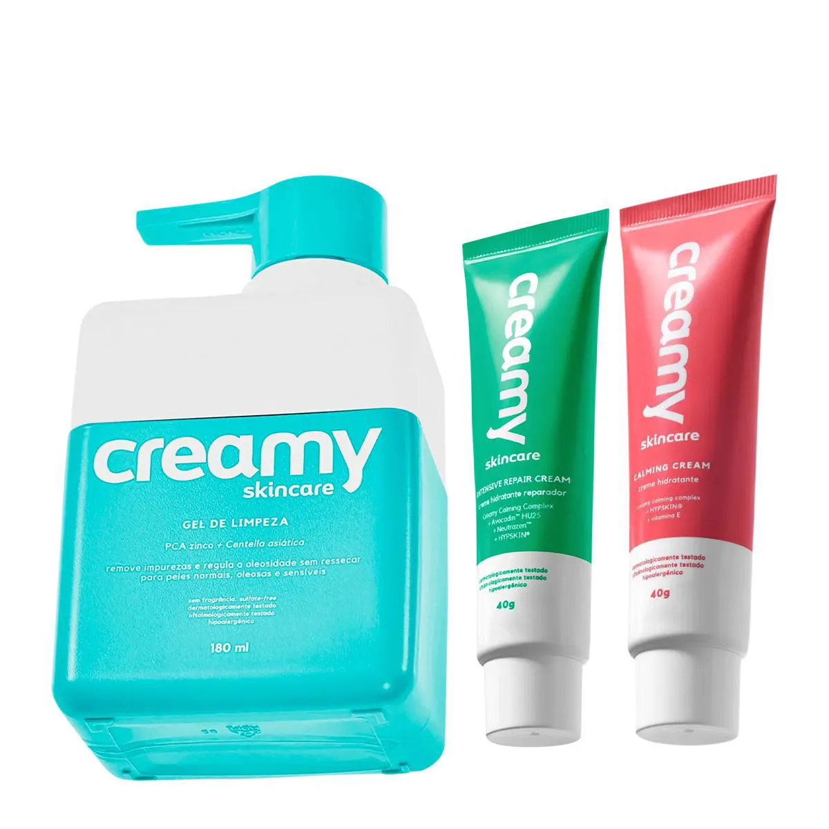 Kit Creamy Calming Cream Creme Reparador e Gel de Limpeza (3 produtos)