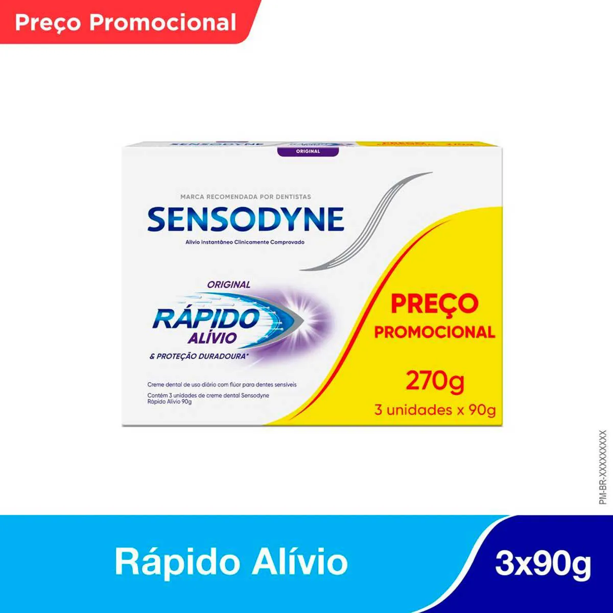 Kit Pasta de Dente Sensodyne Rápido Alívio para Dentes Sensíveis 90g 3 unidades