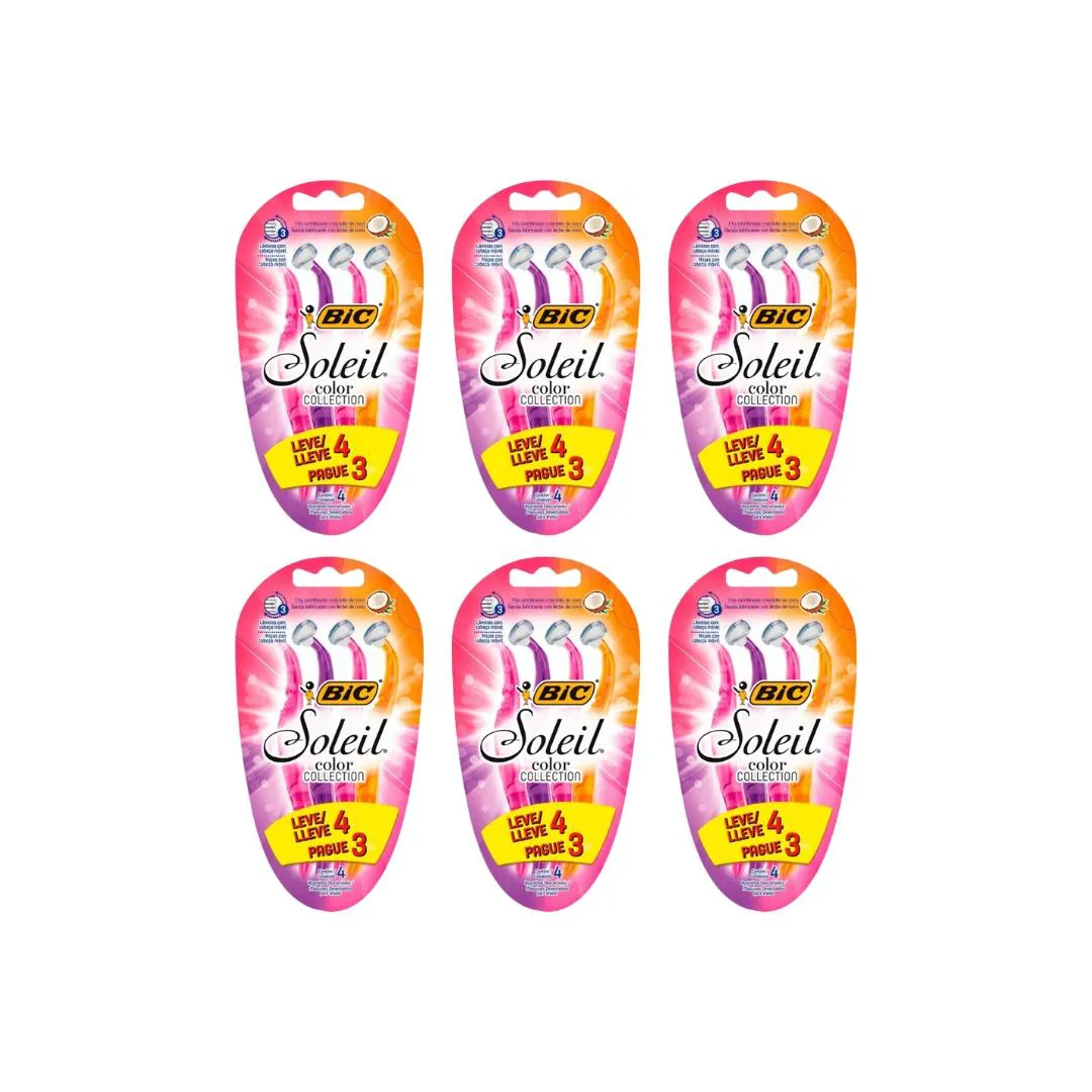 Aparelho de Barbear Bic Soleil Com 4 - Kit C/6un