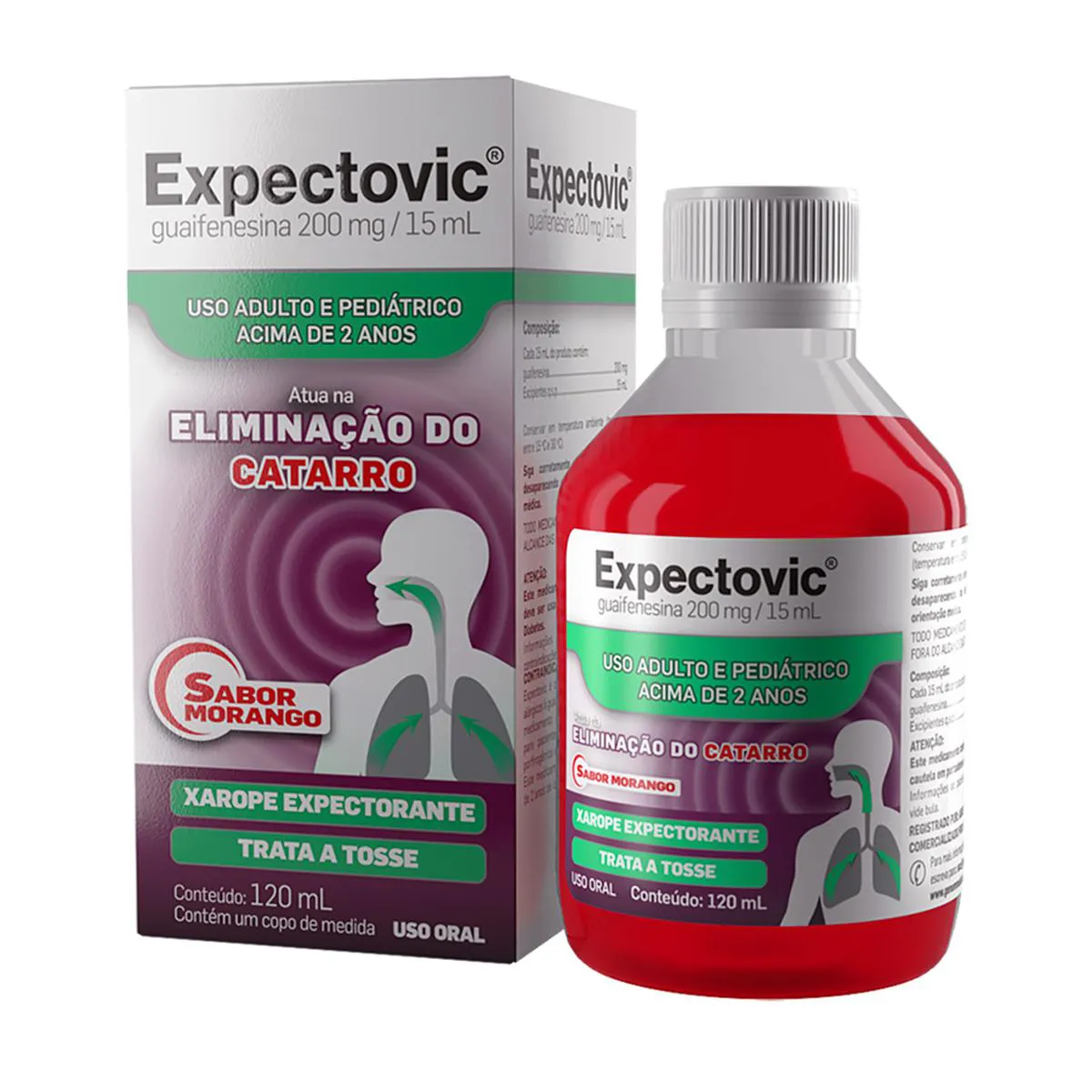 Expectovic Guaifenesina 200mg/15ml Sabor Morango Xarope 120ml