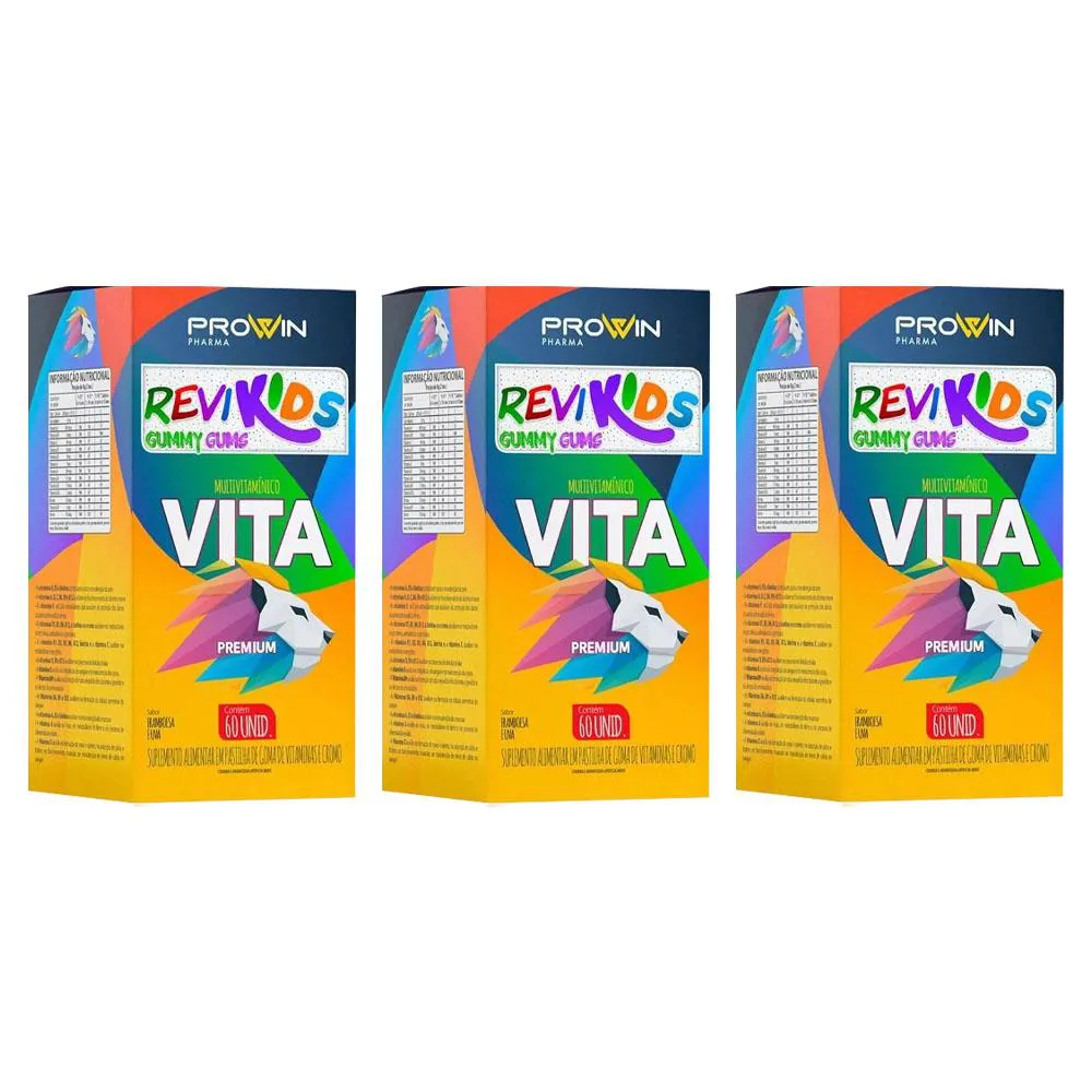 Kit 3 Multivitamínico Revikids Gummy Gums 60Un - Prowin